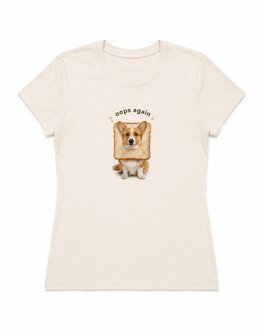 Oops Again Corgi T-Shirt — Cream