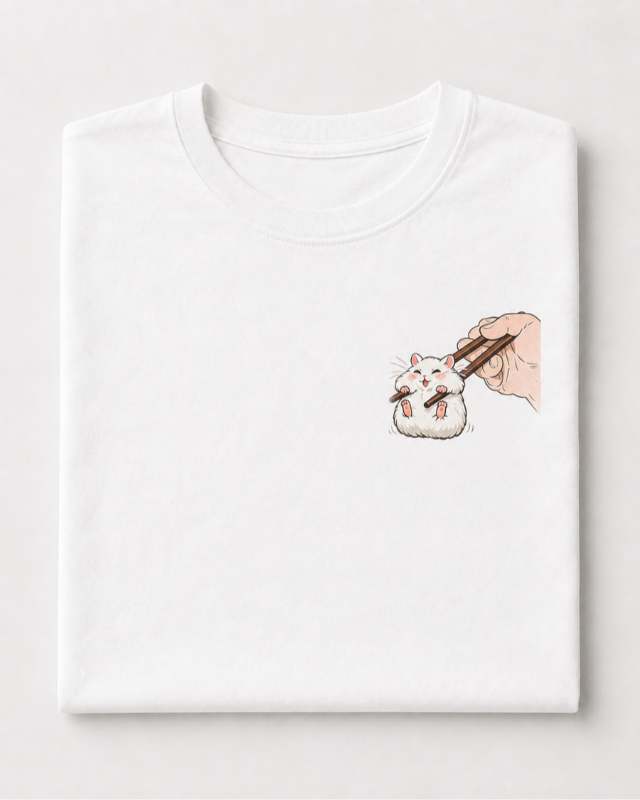 Chopstick Hamster T-Shirt — White