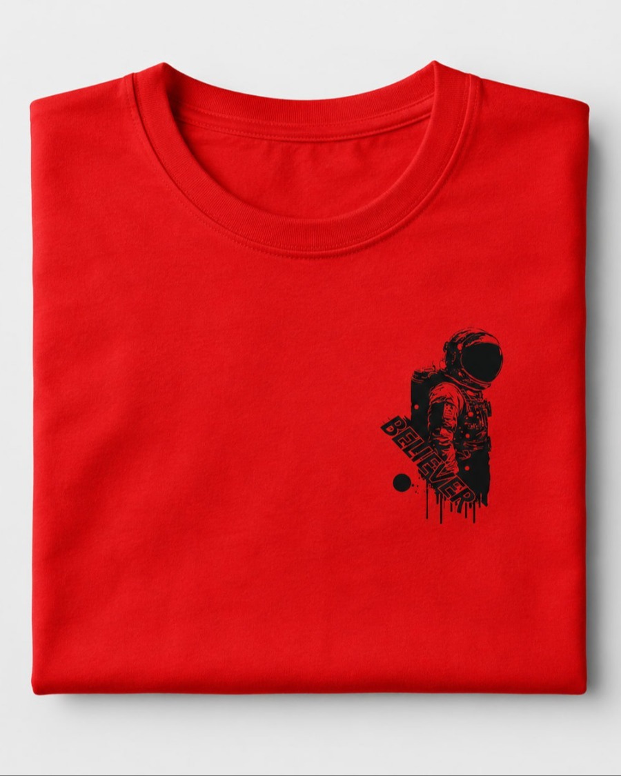 Believer Astronaut T-Shirt — Red