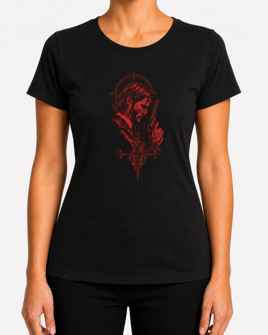 T-Shirt Red Revolver John Wick Portrait