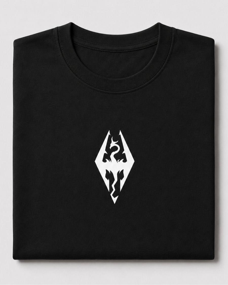 Skyrim Dragon Emblem T-Shirt — Black