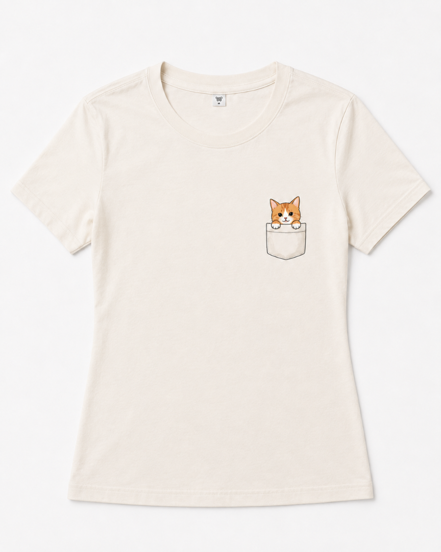 Pocket Cat T-Shirt — Cream