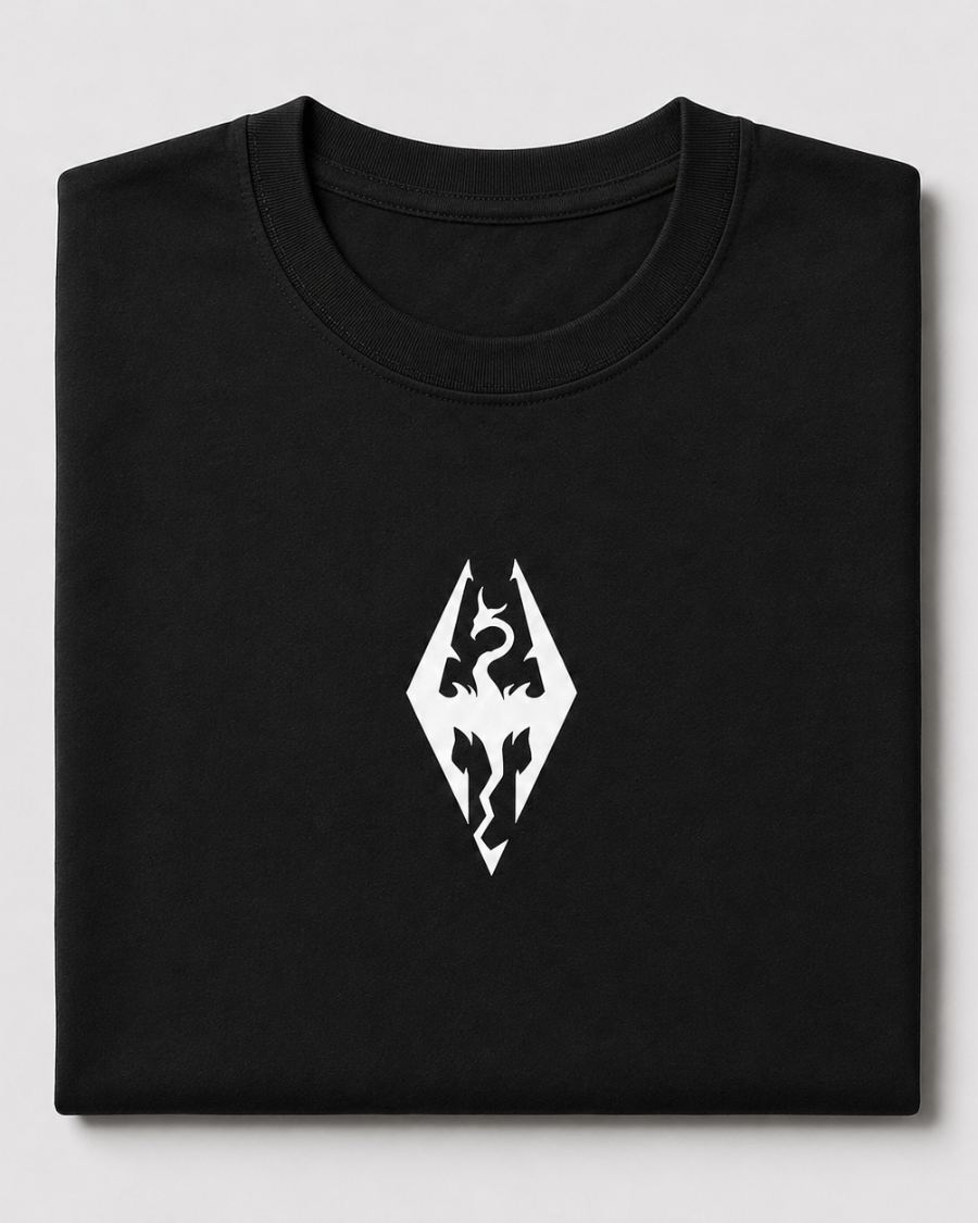 Skyrim Dragon Emblem T-Shirt — Black
