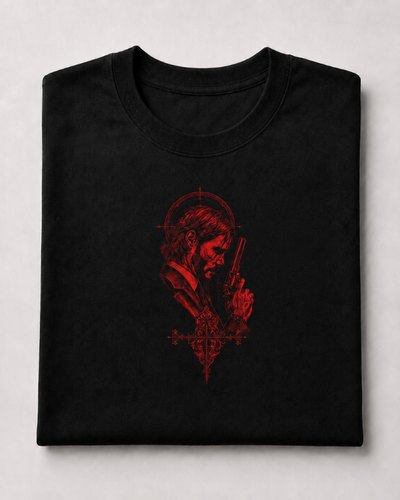 T-Shirt Red Revolver John Wick Portrait