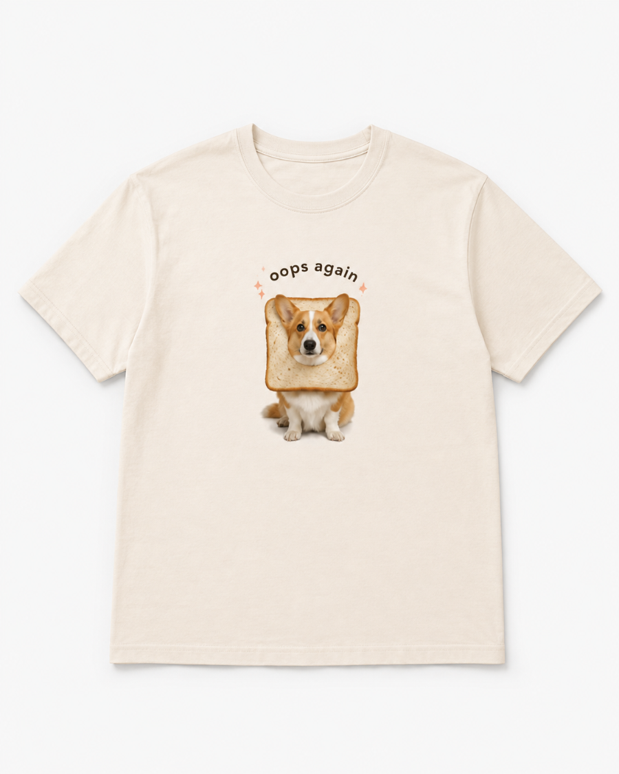 Oops Again Corgi T-Shirt — Cream