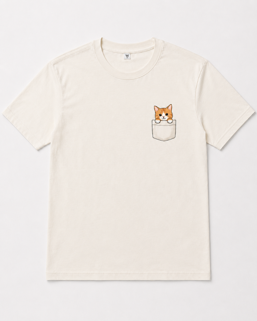 Pocket Cat T-Shirt — Cream