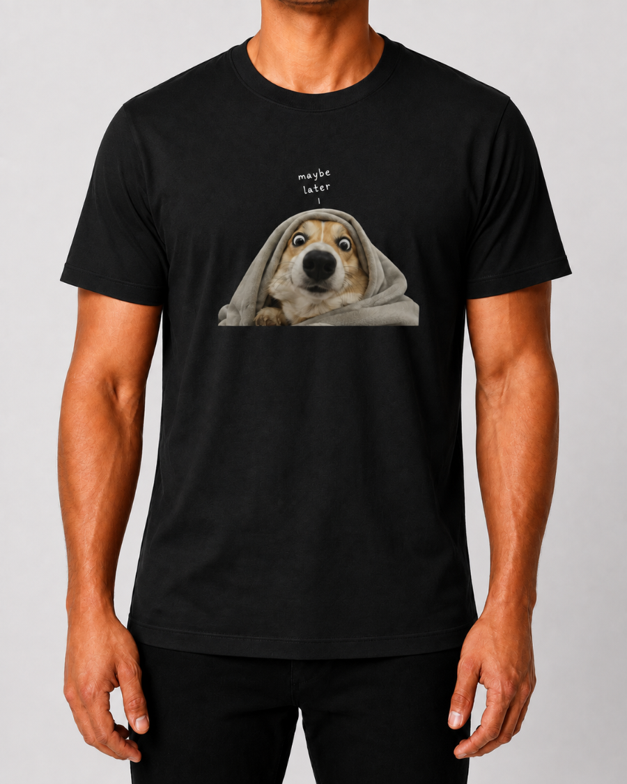 Maybe Later Dog T-Shirt — Black