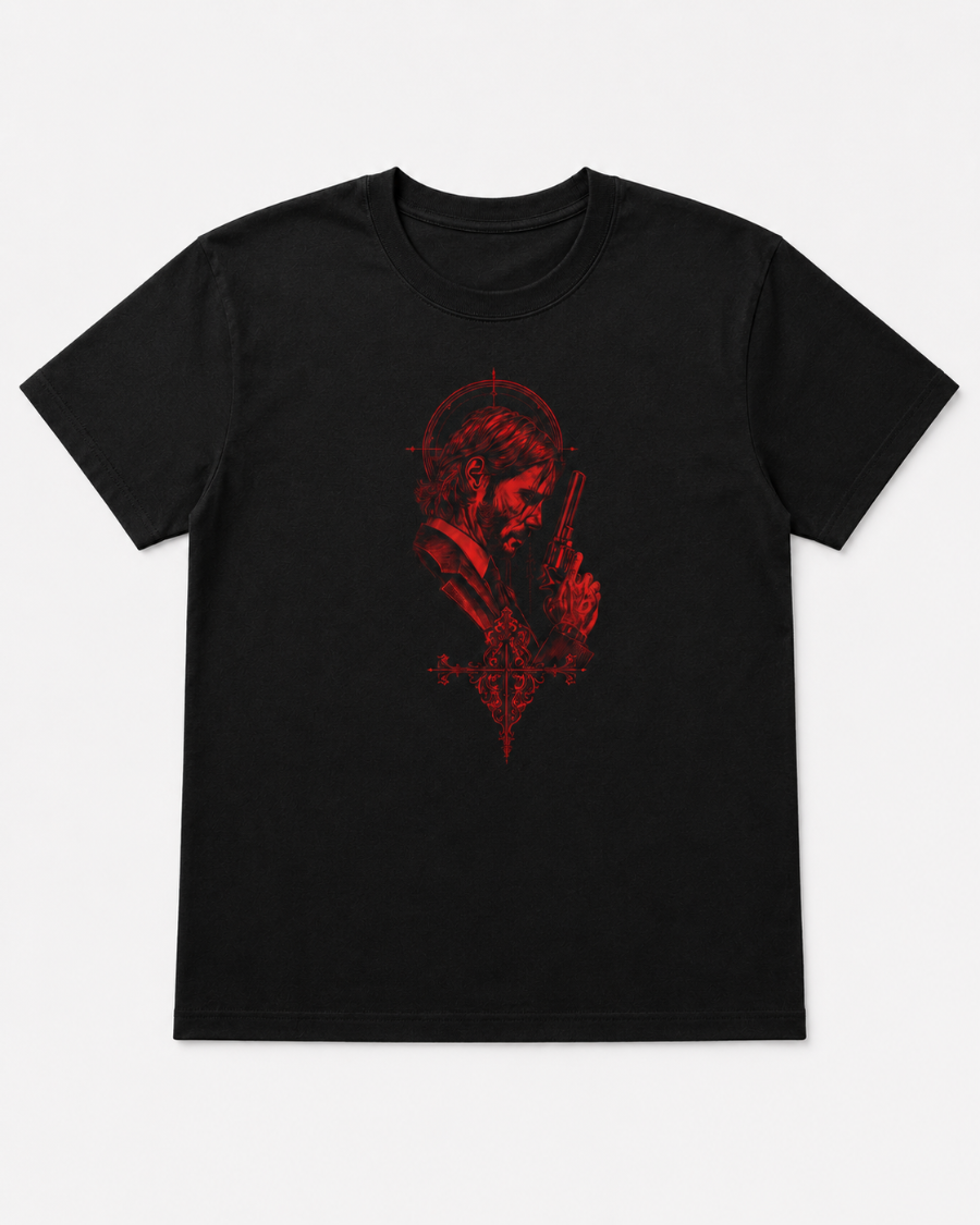 Red Revolver John Wick Portrait T-Shirt