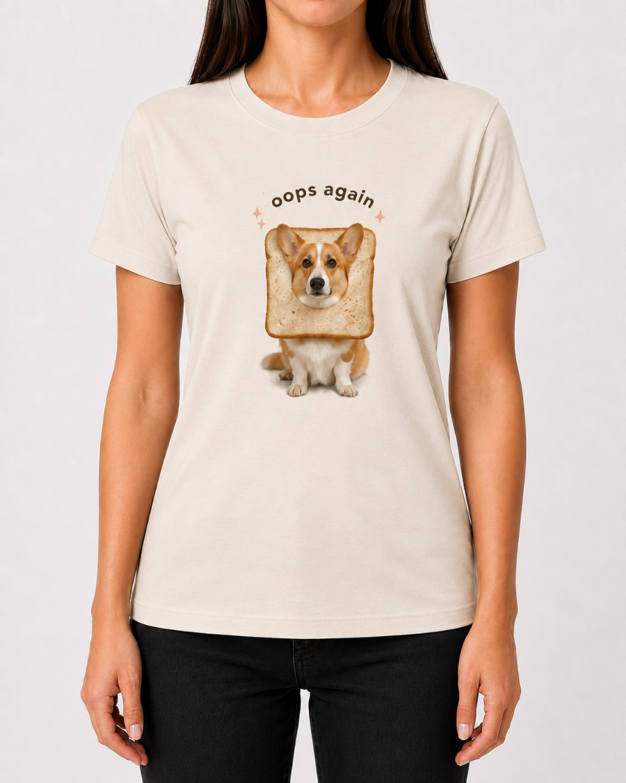 Oops Again Corgi T-Shirt — Cream