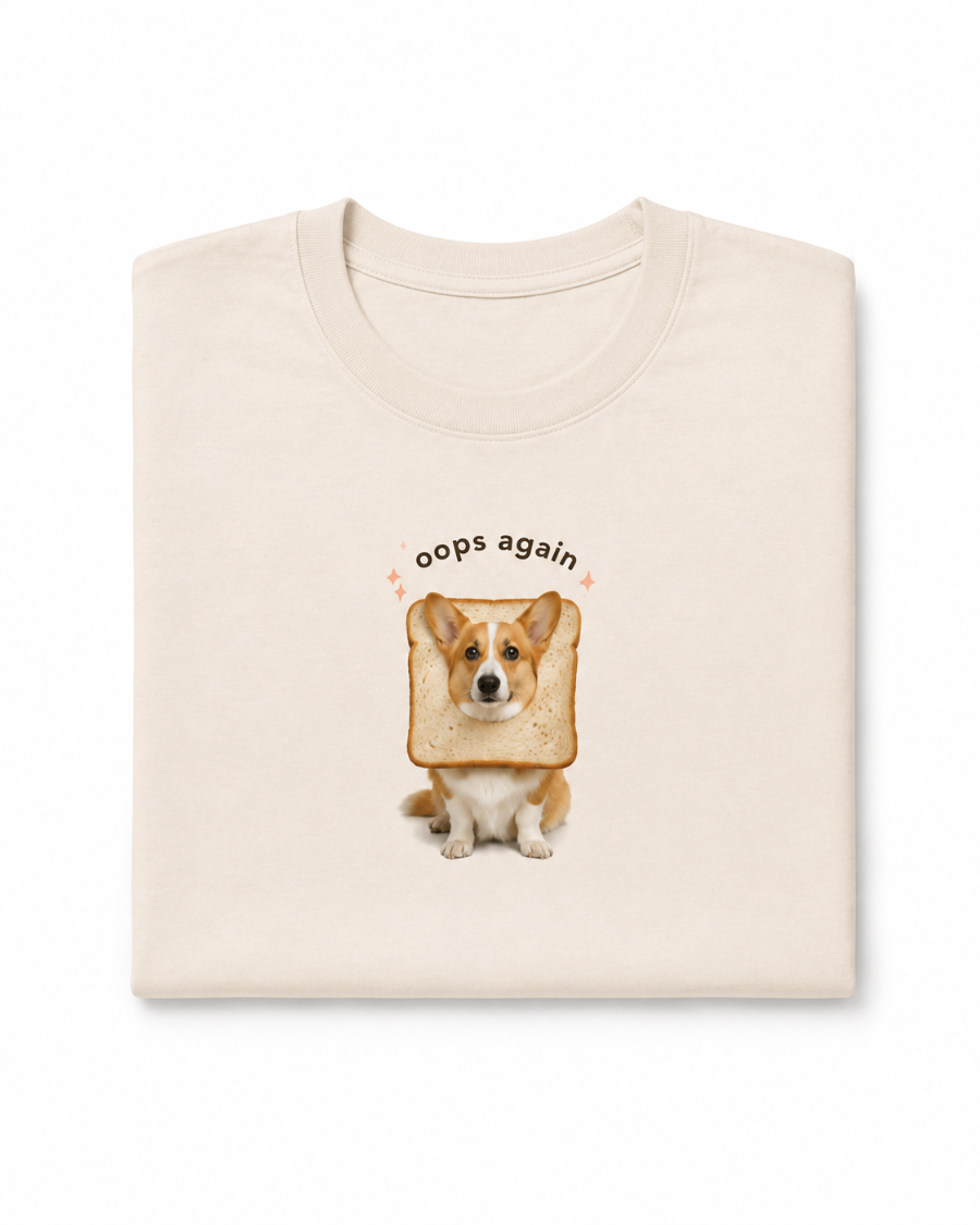 Oops Again Corgi T-Shirt — Cream