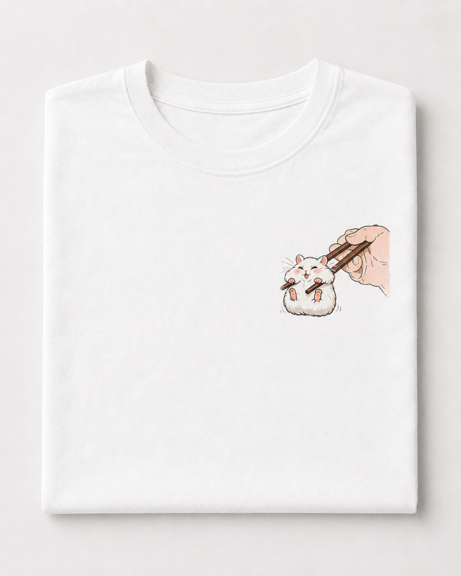 Chopstick Hamster T-Shirt — White
