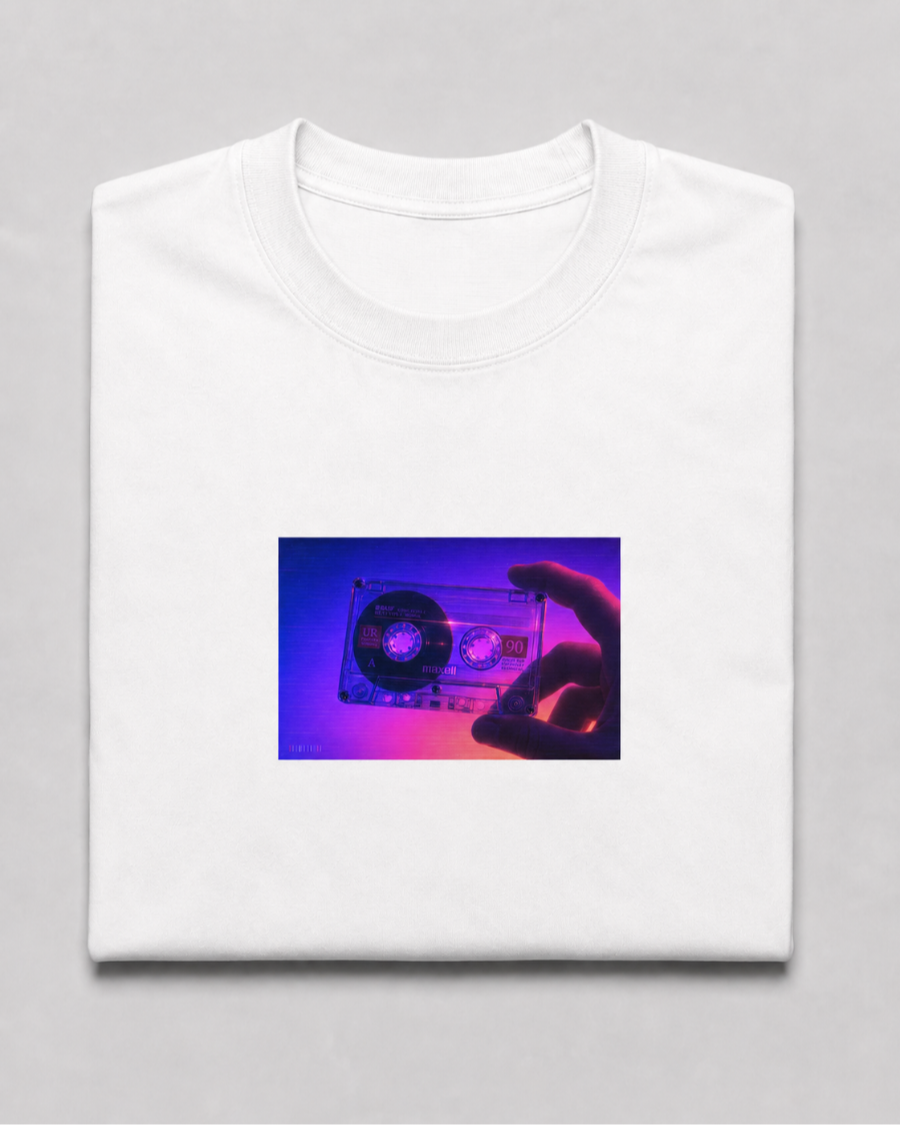 Neon Cassette T-Shirt — White