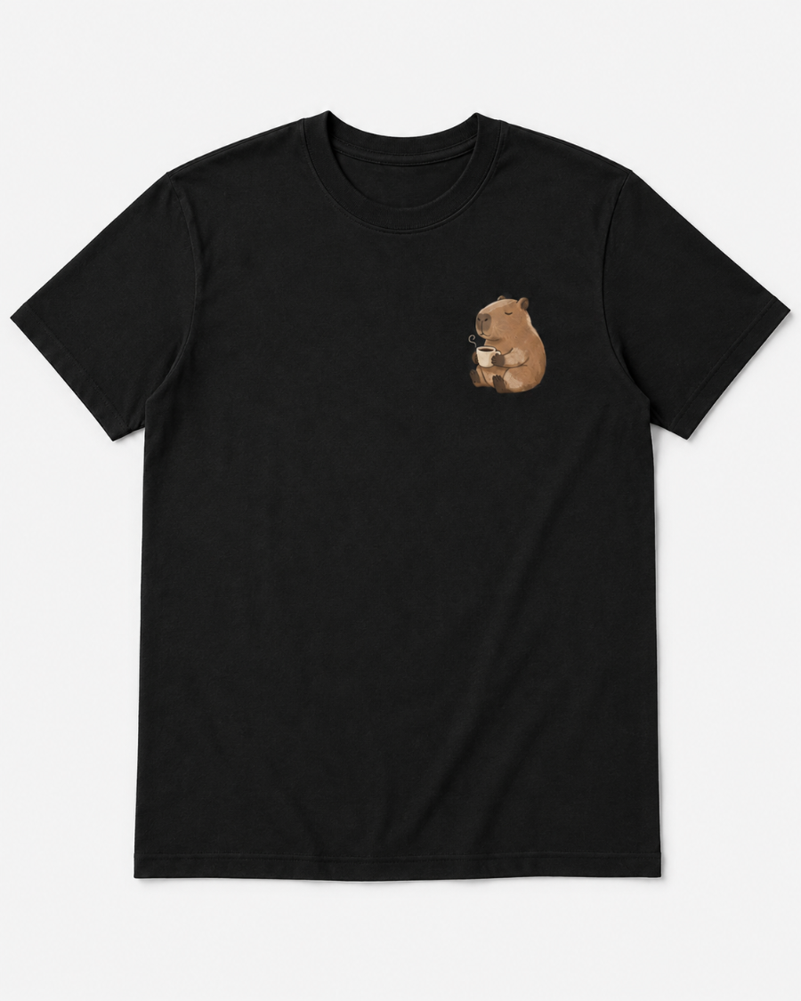 Coffee Capybara T-Shirt — Black