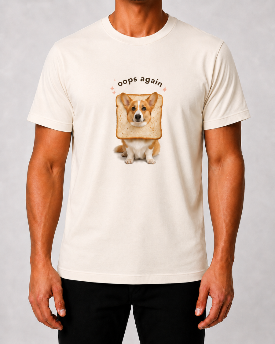 Oops Again Corgi T-Shirt — Cream