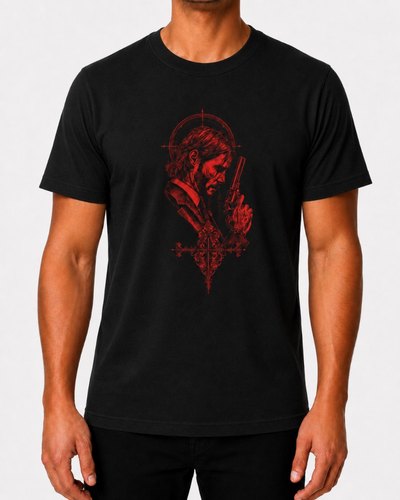 T-Shirt Red Revolver John Wick Portrait