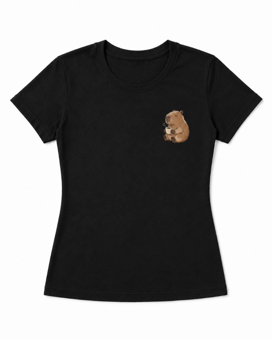 Coffee Capybara T-Shirt — Black