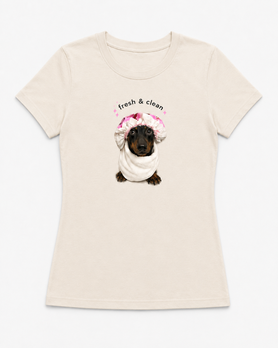 Fresh & Clean Dachshund T-Shirt — Cream