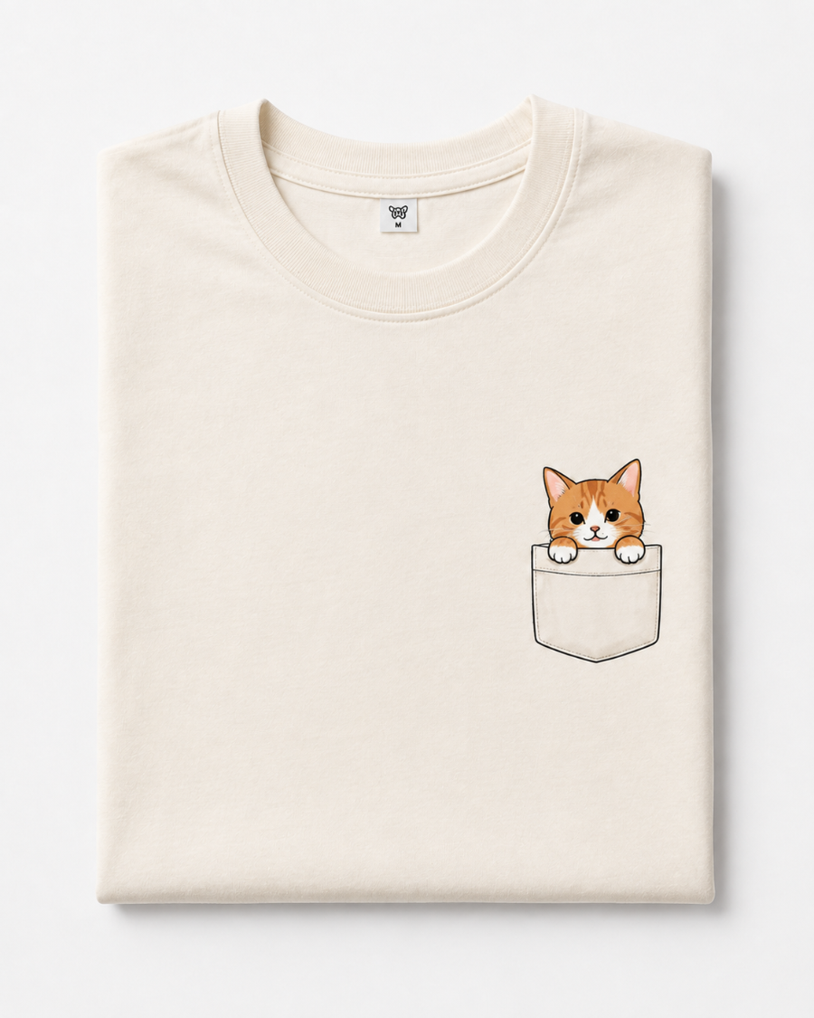 Pocket Cat T-Shirt — Cream