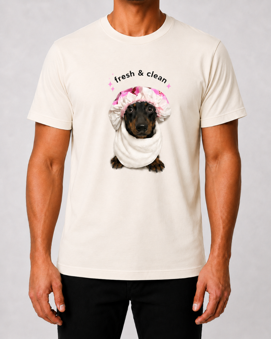 Fresh & Clean Dachshund T-Shirt — Cream