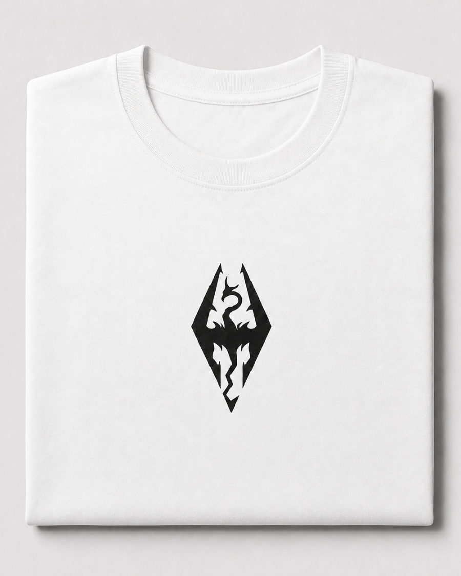 Skyrim Dragon Emblem T-Shirt — White