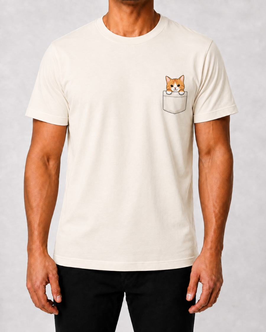 Pocket Cat T-Shirt — Cream