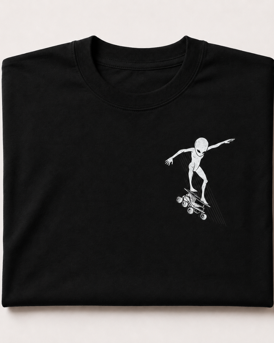 Skater Alien T-Shirt — Black