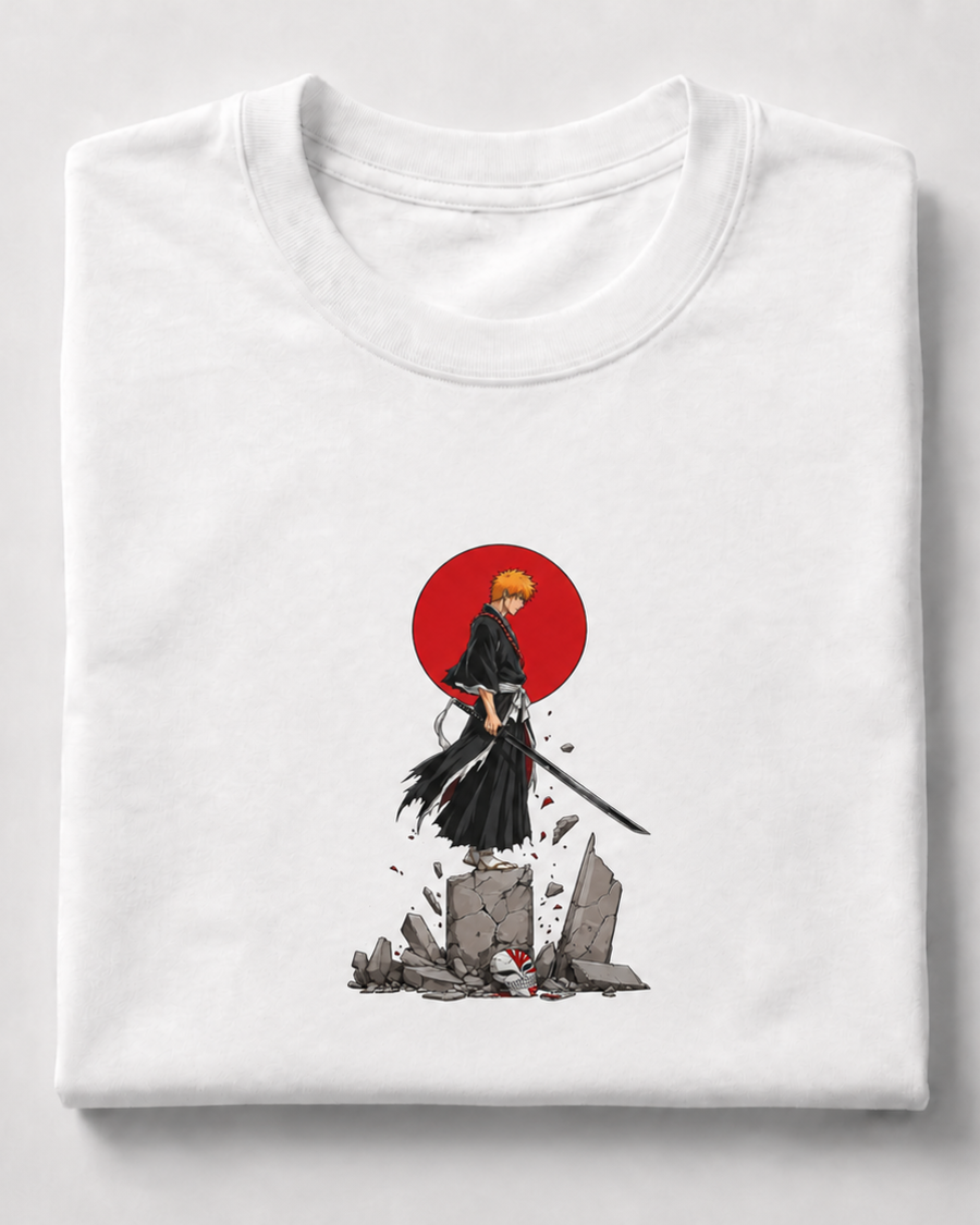 Red Sun Bleach Swordsman T-Shirt — White