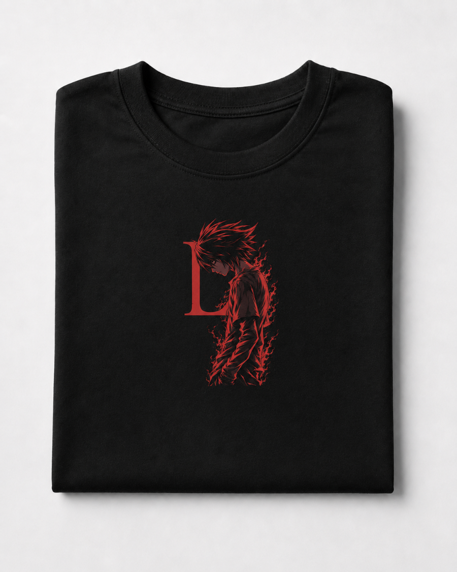 L Shadow Anime T-Shirt — Black