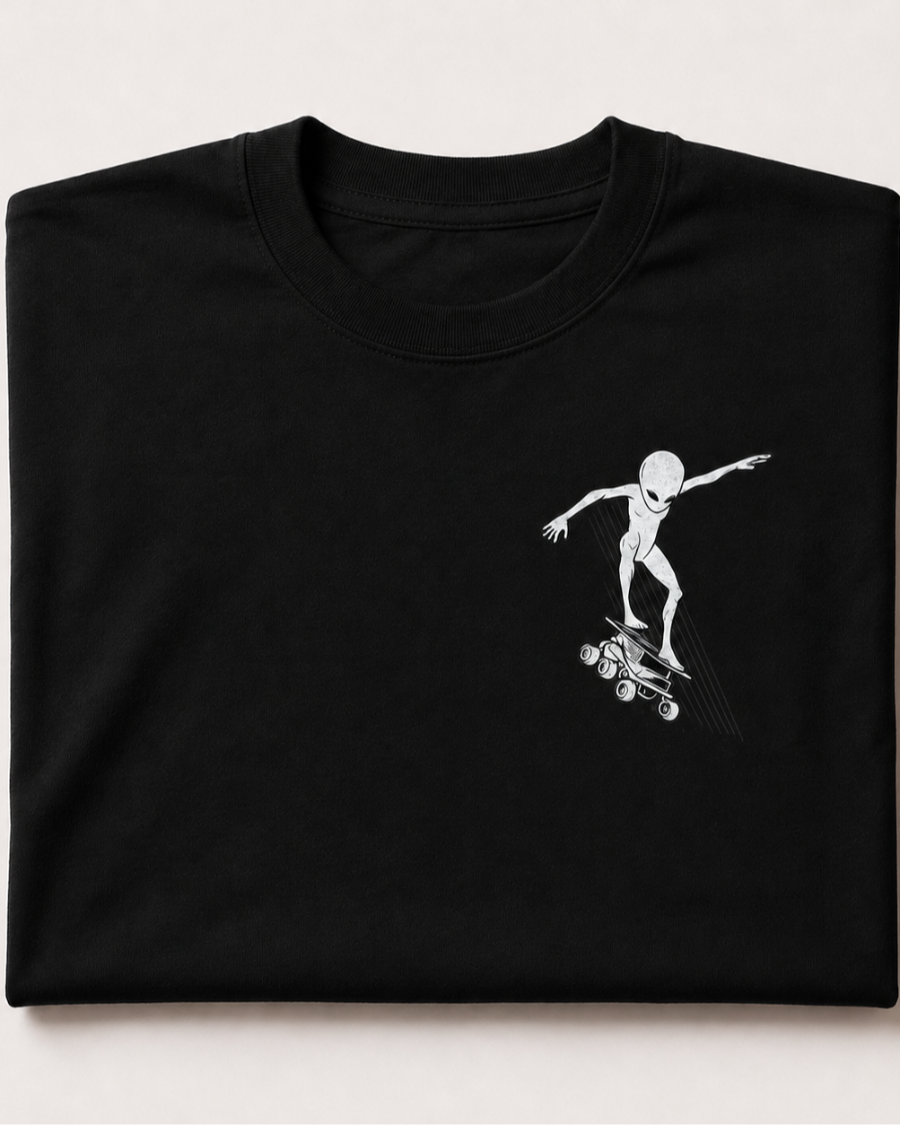 Skater Alien T-Shirt — Black