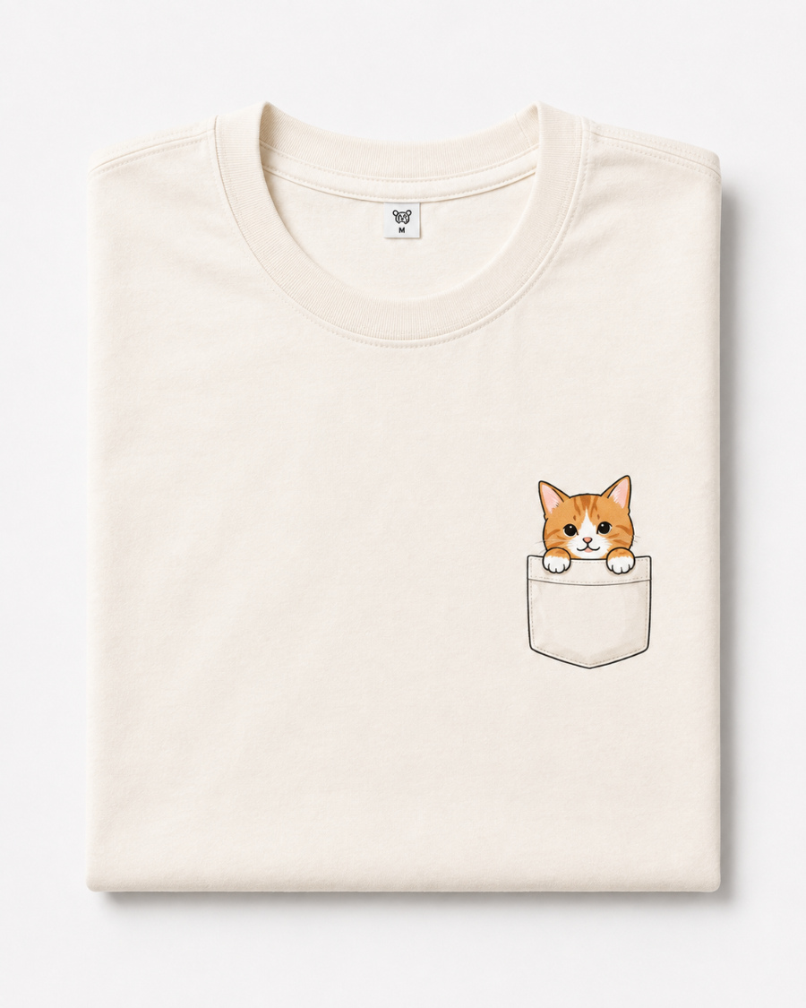 Pocket Cat T-Shirt — Cream