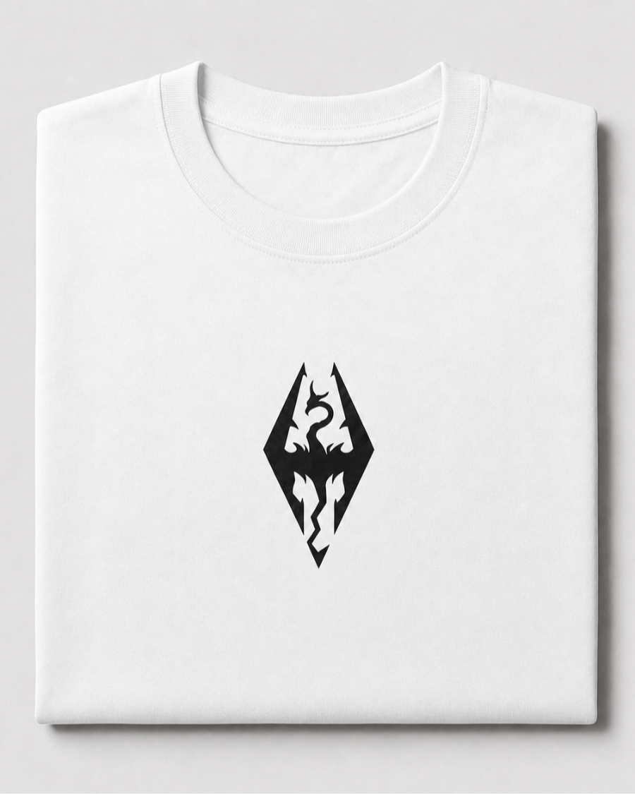 Skyrim Dragon Emblem T-Shirt — White